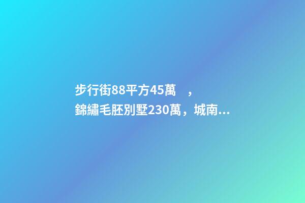 步行街88平方45萬，錦繡毛胚別墅230萬，城南自建房273平帶院165萬